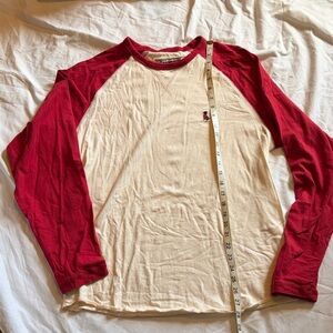 Daniel Cremieux Long-Sleeve Raglan Tee in Red and Cream